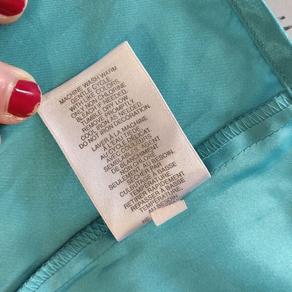 VTG 80s Turquoise Satin Sleeveless Top And Shorts Pajama Set Size 1X *Med/ Lrg - Picture 14 of 15